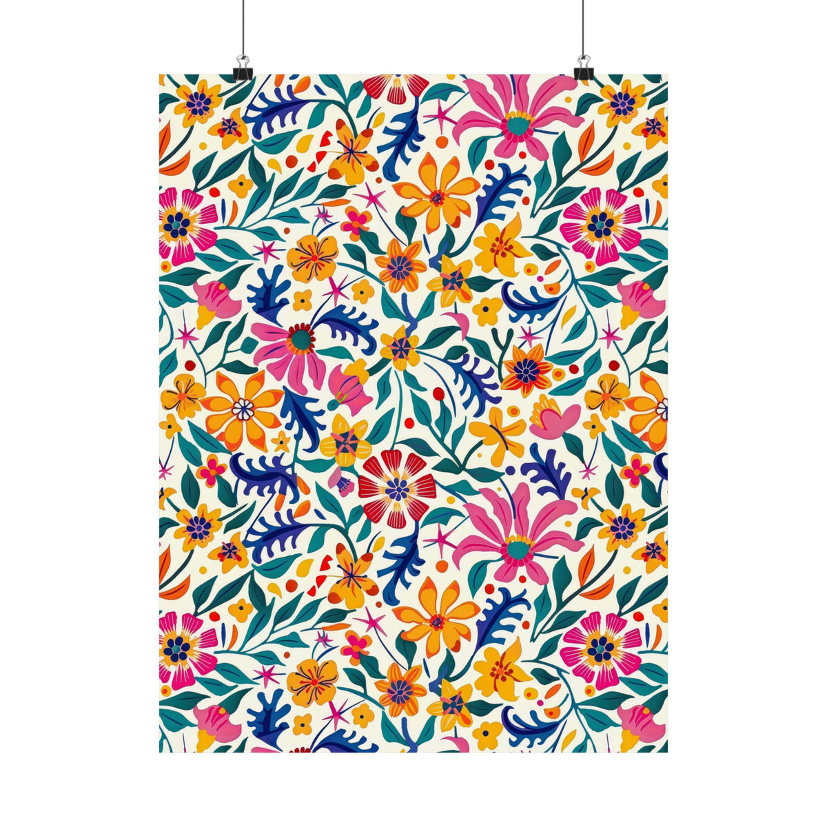 Mexican Floral Fiesta Pattern 003 - 18 in x 24 in Matte Poster