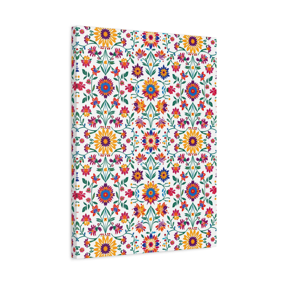 Mexican Floral Fiesta Pattern 027 - 18 in x 24 in Matte Canvas, Stretched, 1.25 in