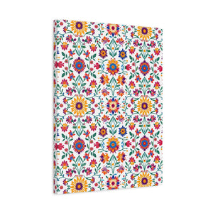 Mexican Floral Fiesta Pattern 027 - 18 in x 24 in Matte Canvas, Stretched, 1.25 in