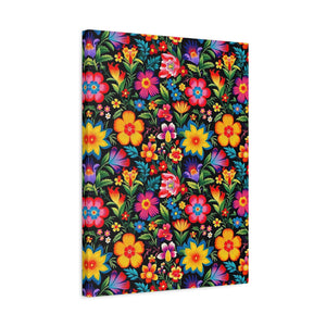 Mexican Floral Fiesta Pattern 030 - 18 in x 24 in Matte Canvas, Stretched, 1.25 in