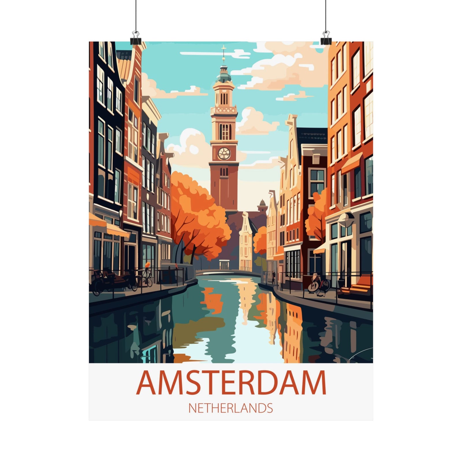 Famous Travel Destinations - Amsterdam, Netherlands - 18 in x 24 in Matte Poster