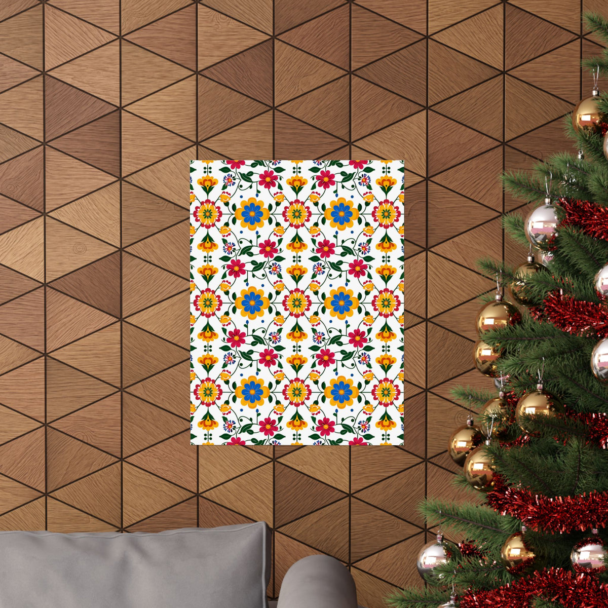 Mexican Floral Fiesta Pattern 018 - 18 in x 24 in Matte Poster