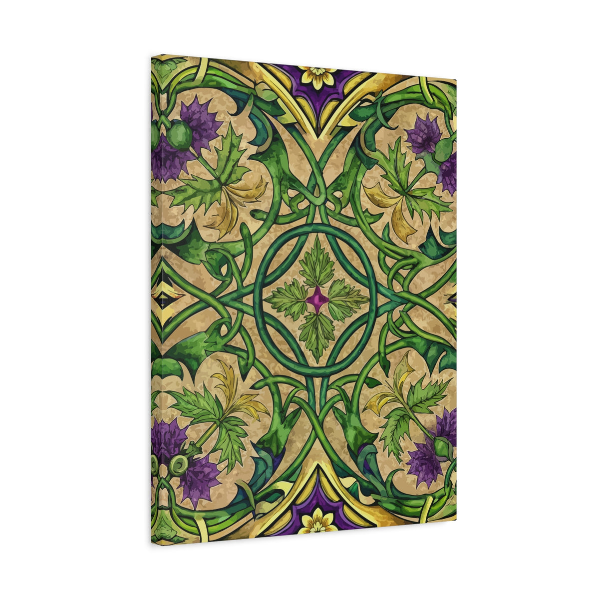 Folk Floral Pattern, Celtic Inspired 01 - 18 in x 24 in Matte Canvas, Stretched, 1.25 in