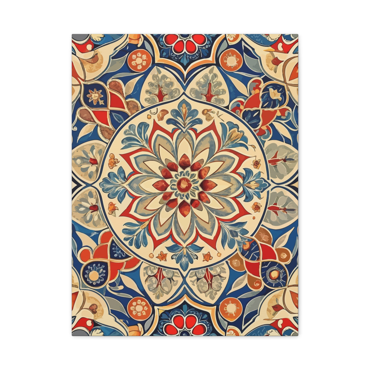 Folk Floral Pattern, Moroccan Inspired 01 - 18 in x 24 in Matte Canvas, Stretched, 1.25 in