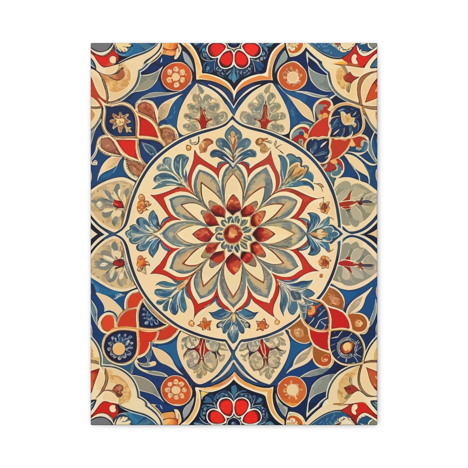 Folk Floral Pattern, Moroccan Inspired 01 - 18 in x 24 in Matte Canvas, Stretched, 1.25 in