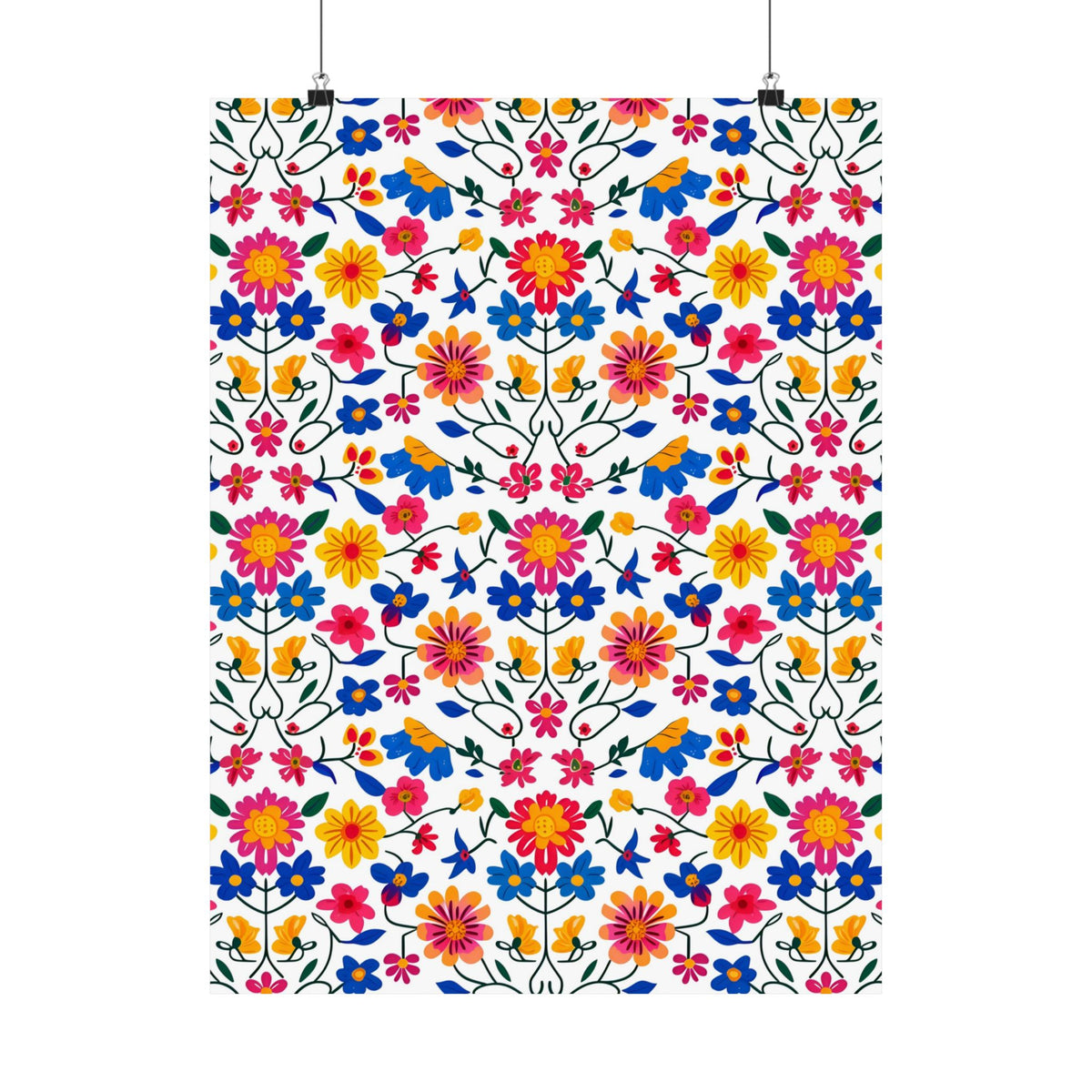 Mexican Floral Fiesta Pattern 020 - 18 in x 24 in Matte Poster