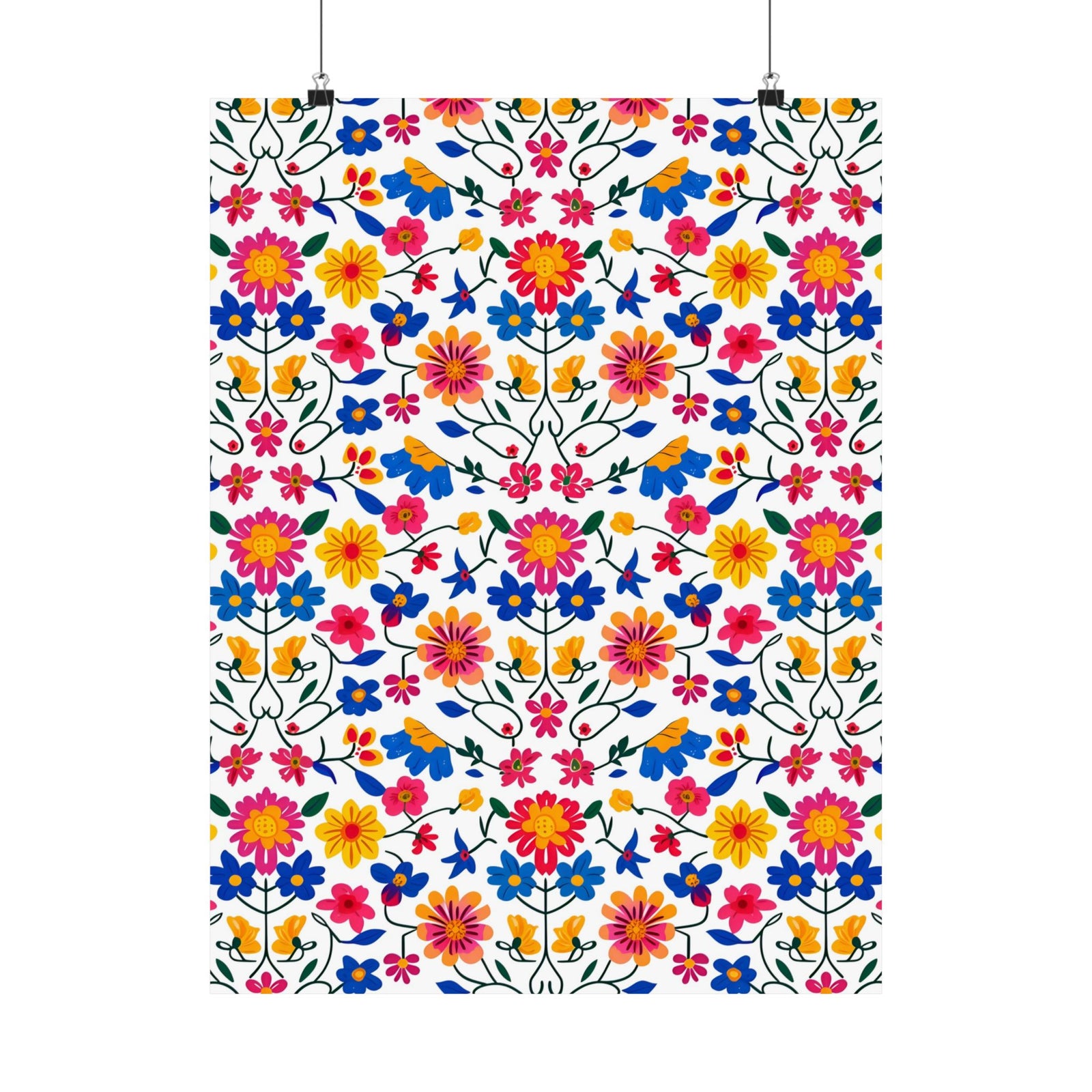 Mexican Floral Fiesta Pattern 020 - 18 in x 24 in Matte Poster