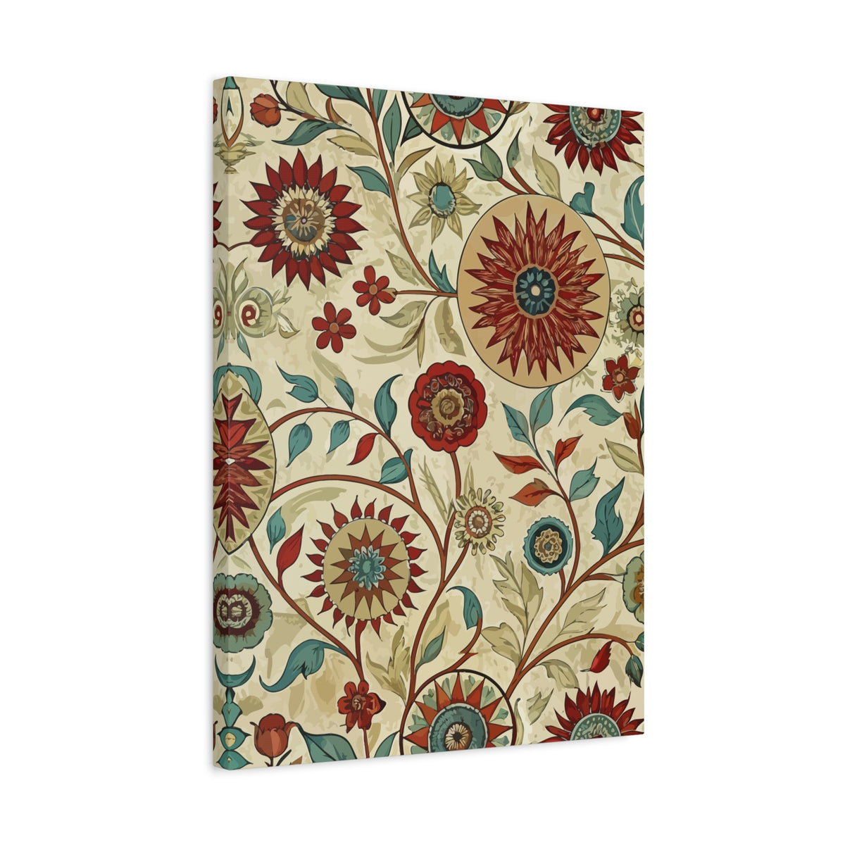 Folk Floral Pattern, Uzbek Inspired 01 - 18 in x 24 in Matte Canvas, Stretched, 1.25 in