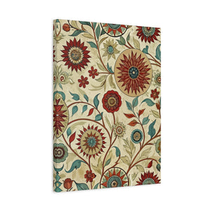 Folk Floral Pattern, Uzbek Inspired 01 - 18 in x 24 in Matte Canvas, Stretched, 1.25 in