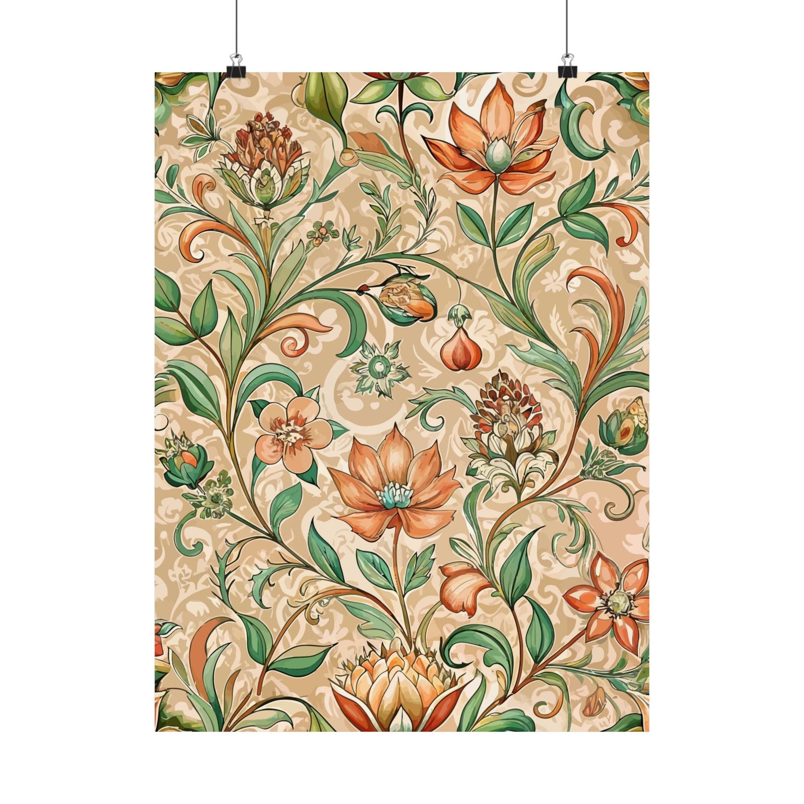 Folk Floral Pattern, Middle Eastern Inspired 02 - 18 in x 24 in Matte Poster