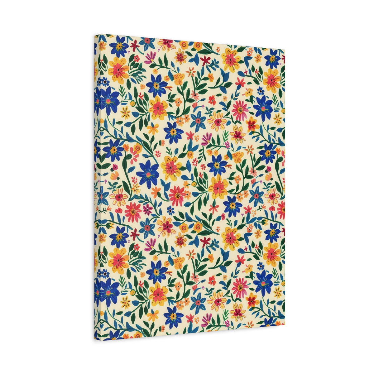 Mexican Floral Fiesta Pattern 006 - 18 in x 24 in Matte Canvas, Stretched, 1.25 in