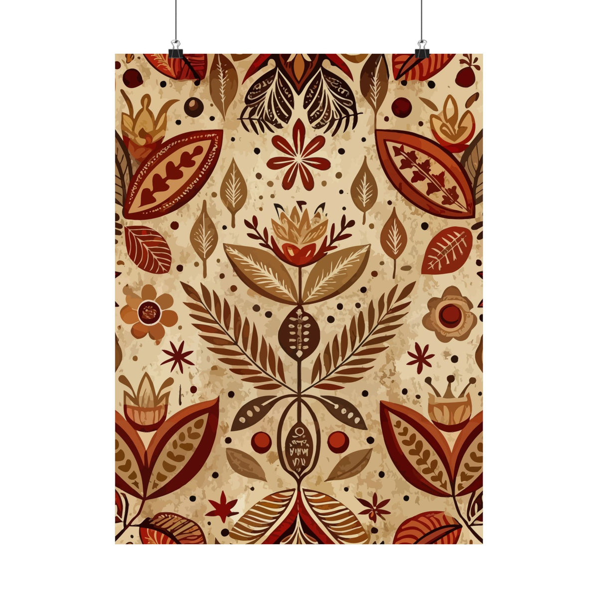Folk Floral Pattern, Aztec Inspired 01 - 18 in x 24 in Matte Poster