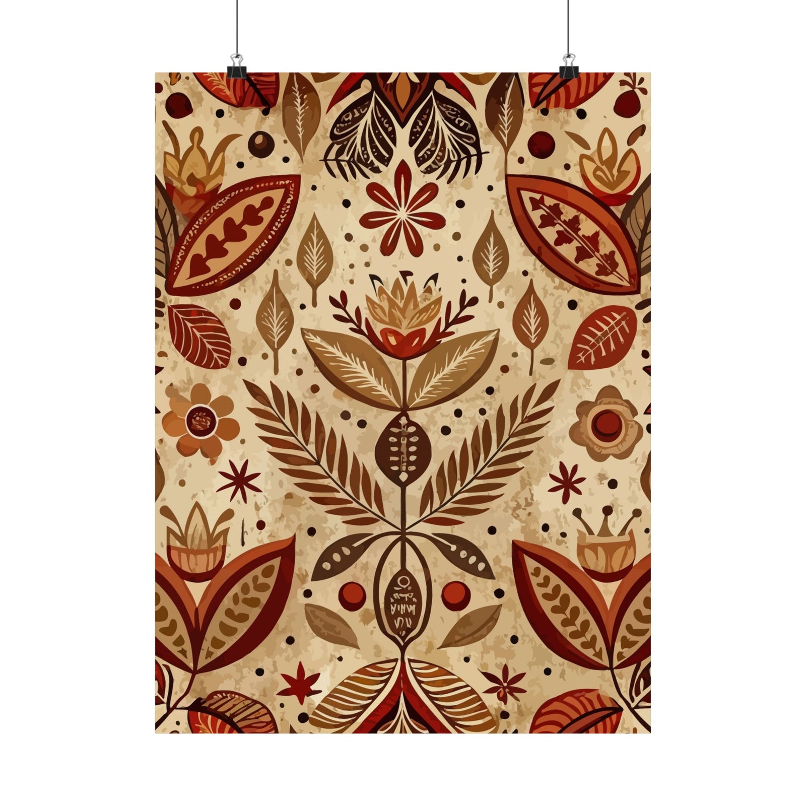 Folk Floral Pattern, Aztec Inspired 01 - 18 in x 24 in Matte Poster