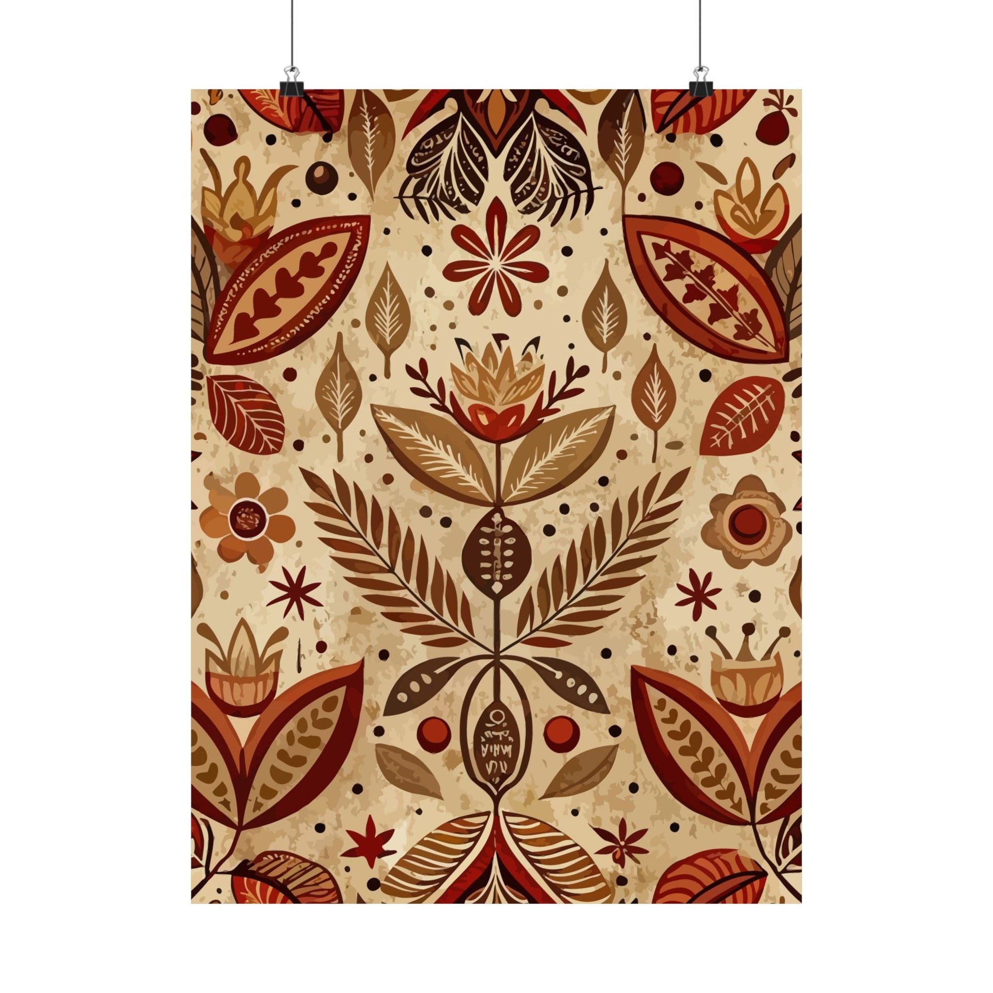 Folk Floral Pattern, Aztec Inspired 01 - 18 in x 24 in Matte Poster