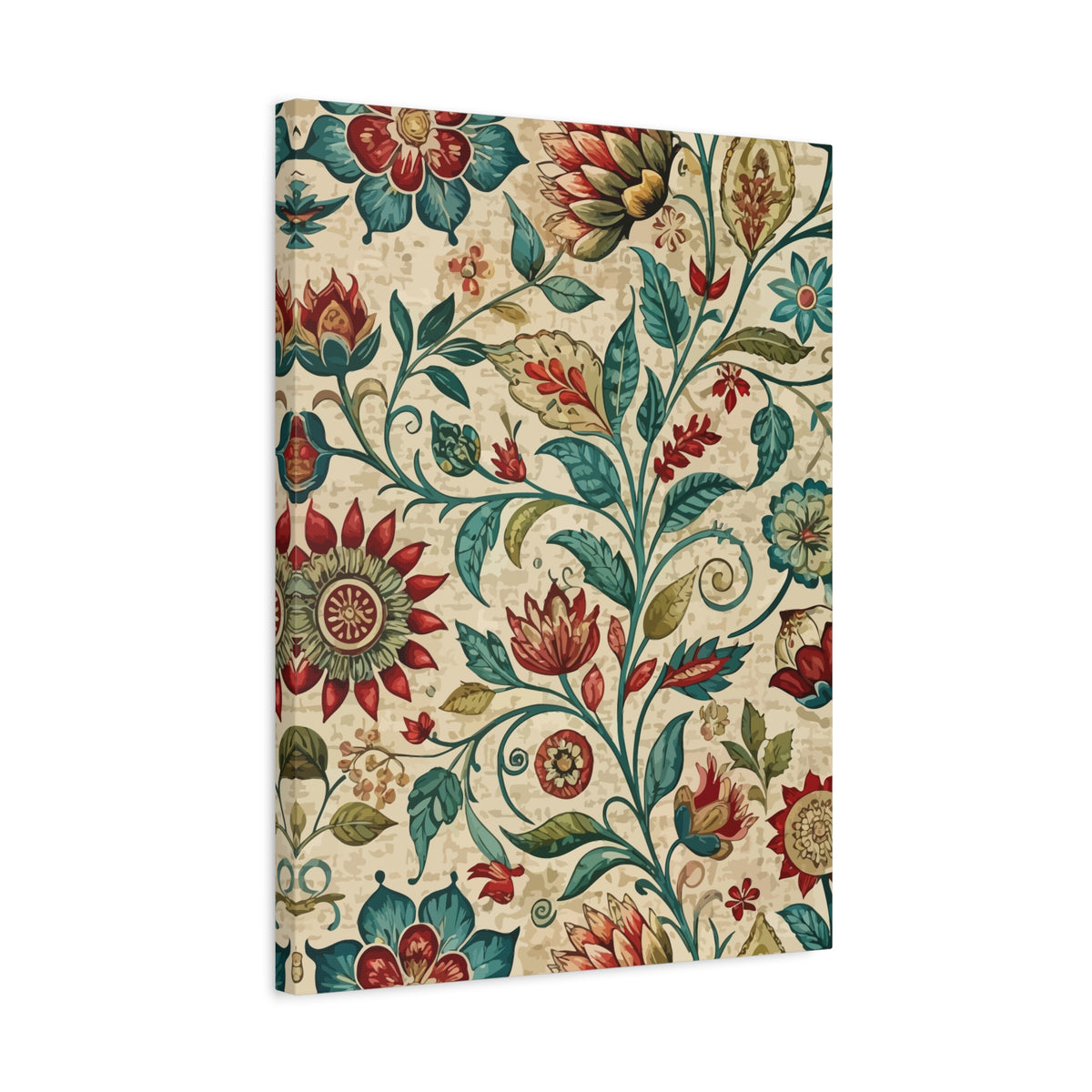 Folk Floral Pattern, Indian Inspired 06 - 18 in x 24 in Matte Canvas, Stretched, 1.25 in