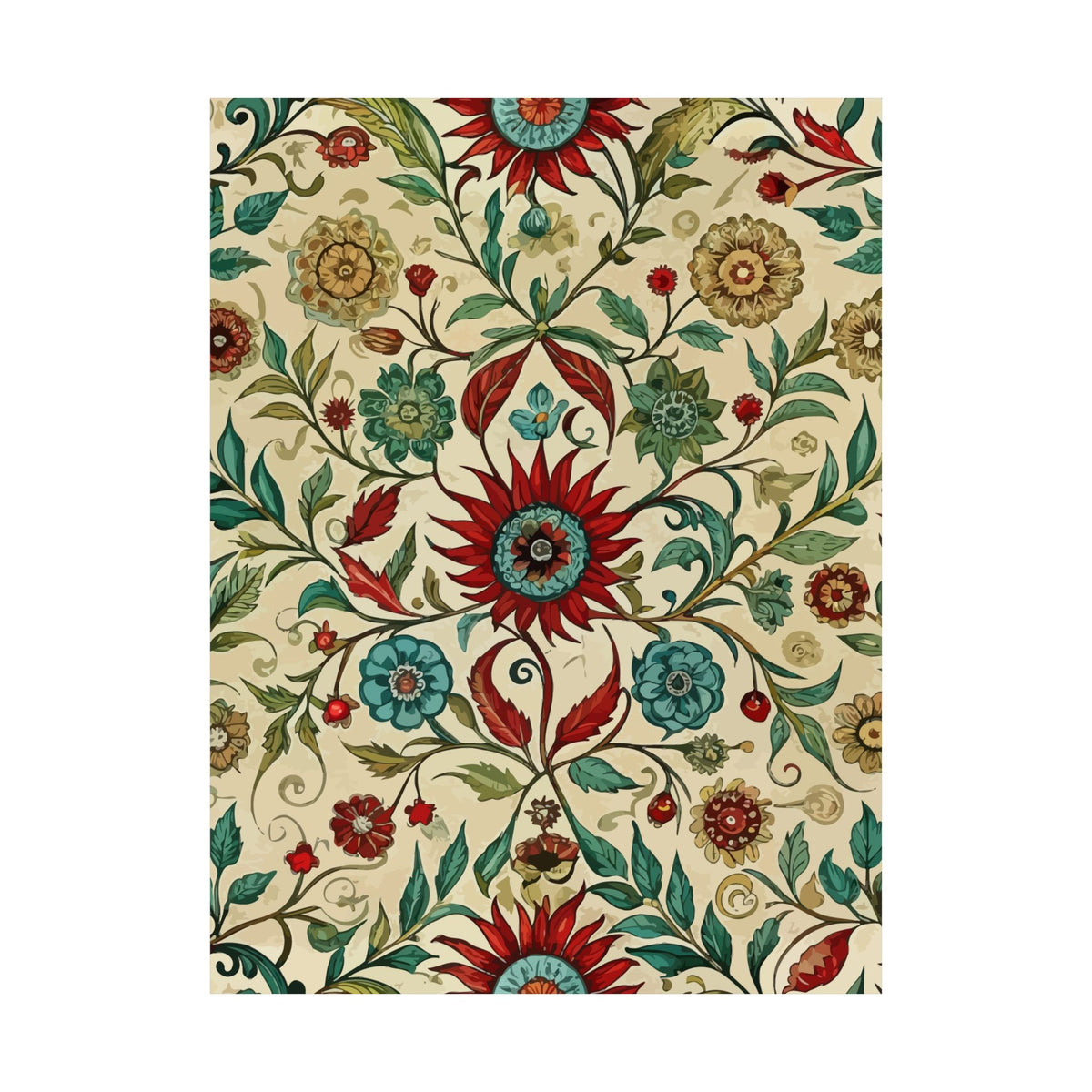 Folk Floral Pattern, Uzbek Inspired 02 - 18 in x 24 in Matte Poster