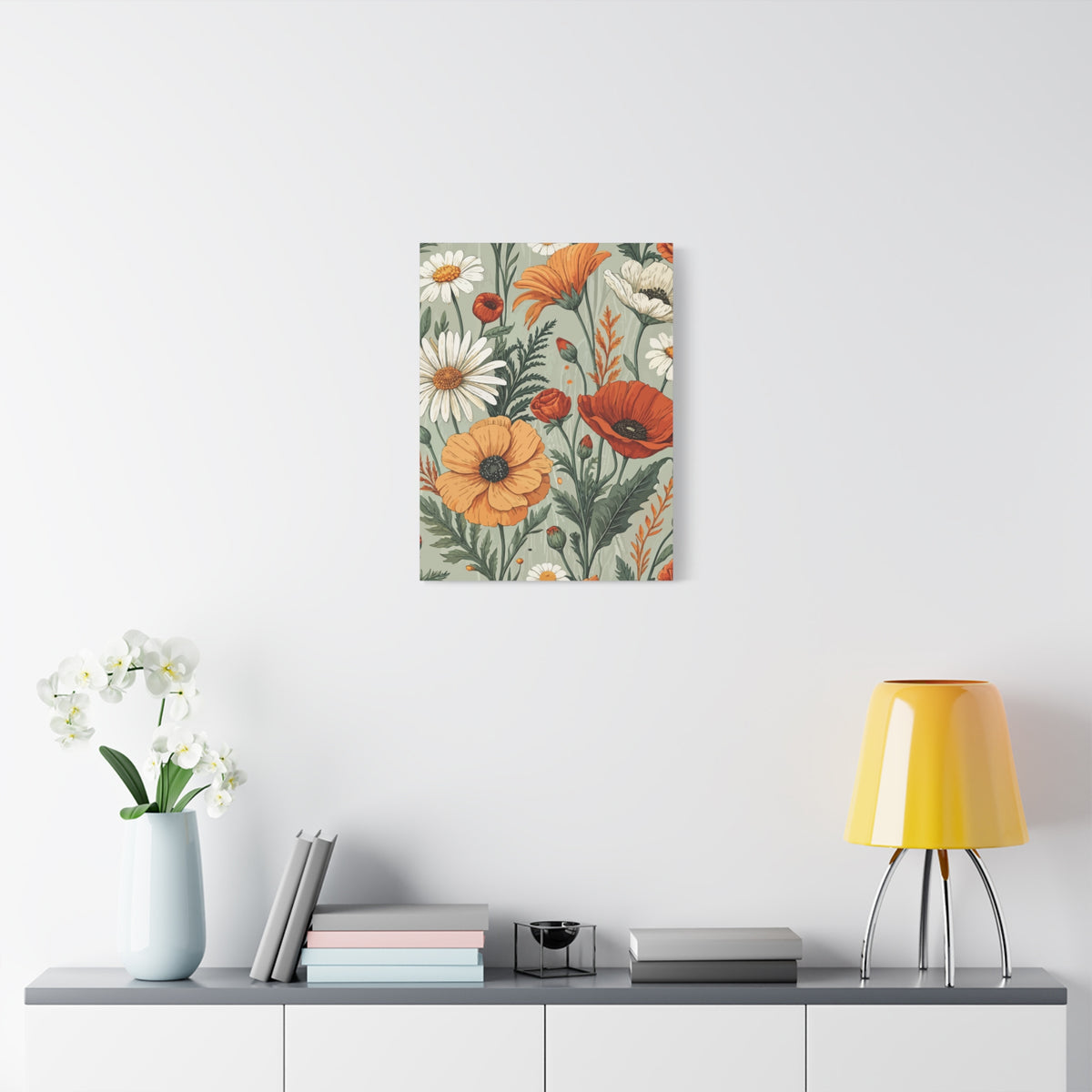 Wildflowers Pattern 043 - 18 in x 24 in Matte Canvas, Stretched, 1.25 in