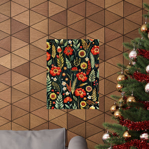 Folk Floral Pattern, Balkan Inspired 02 - 18 in x 24 in Matte Poster