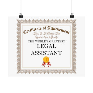 World's Greatest Legal Assistant - 14 in x 11 in Matte Poster