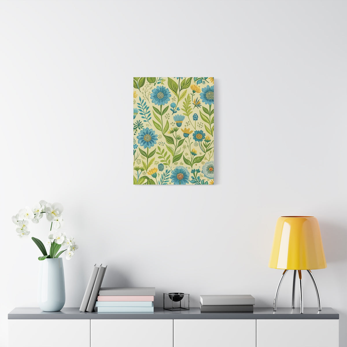 Folk Floral Pattern, Baltic Inspired 02 - 18 in x 24 in Matte Canvas, Stretched, 1.25 in