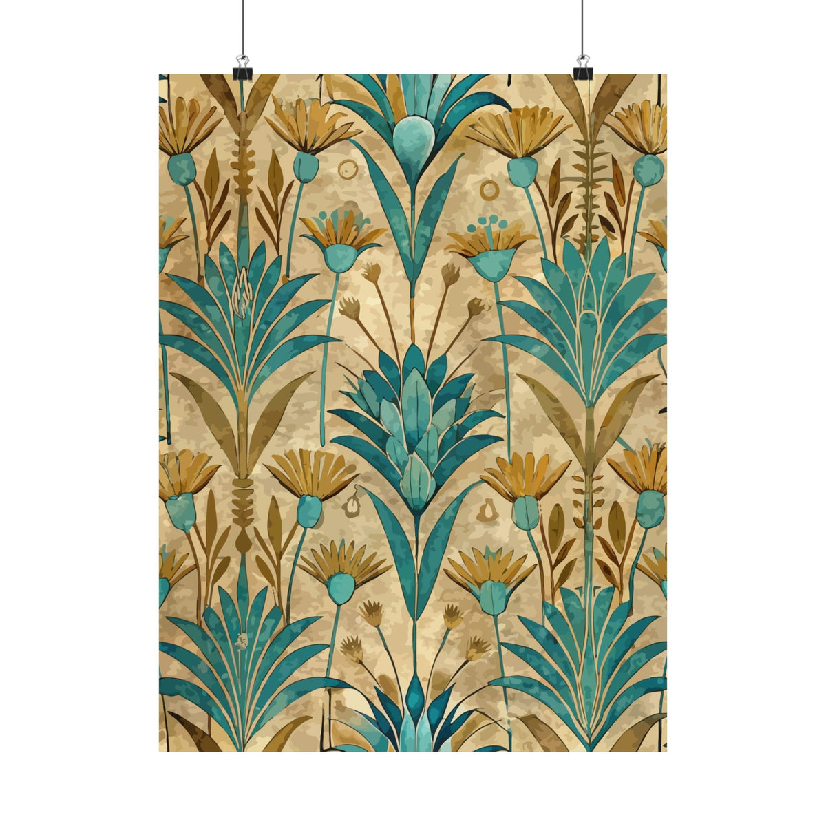 Folk Floral Pattern, Egyptian Inspired 01 - 18 in x 24 in Matte Poster