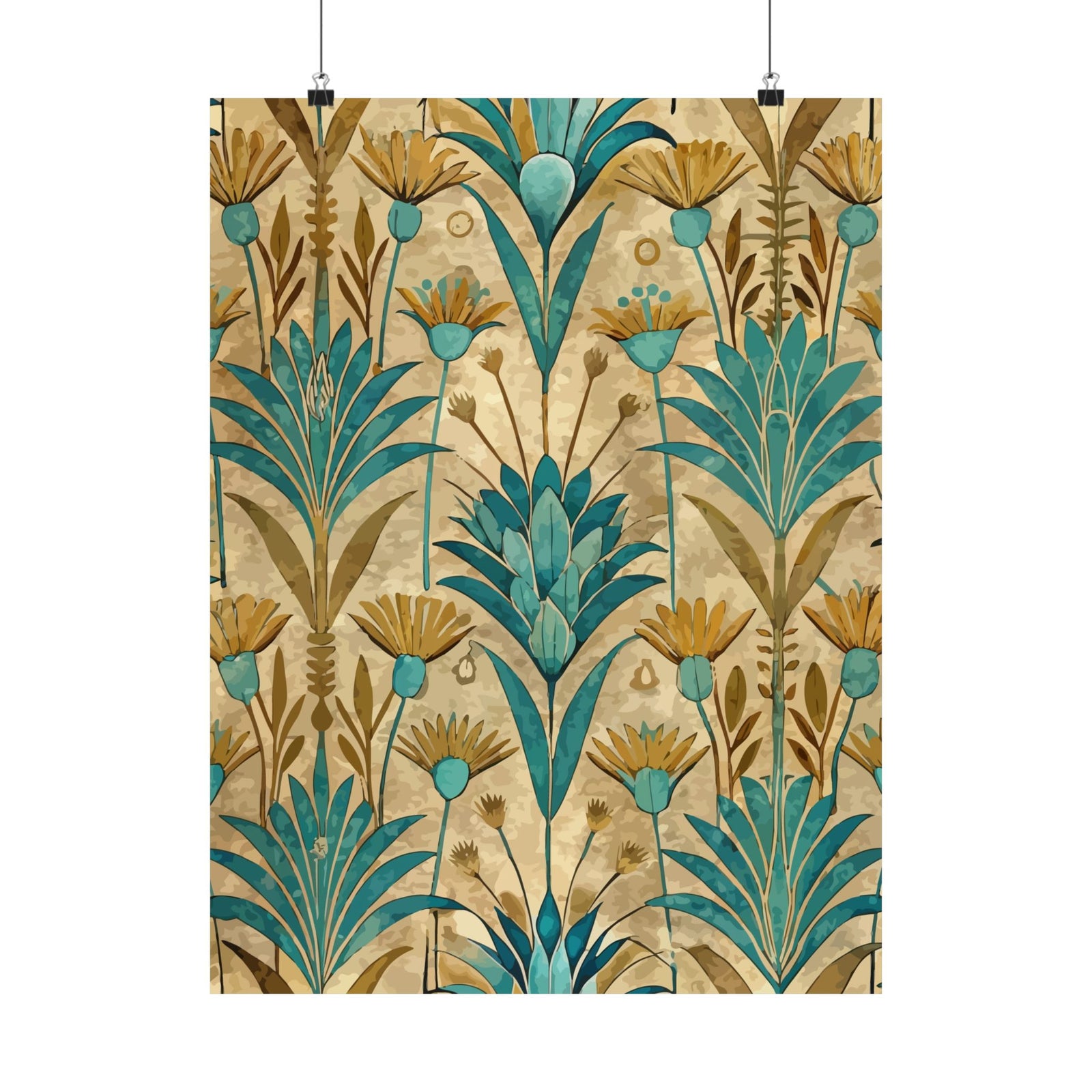 Folk Floral Pattern, Egyptian Inspired 01 - 18 in x 24 in Matte Poster
