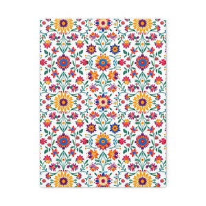 Mexican Floral Fiesta Pattern 027 - 18 in x 24 in Matte Canvas, Stretched, 1.25 in