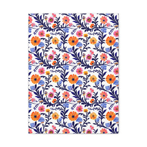 Mexican Floral Fiesta Pattern 022 - 18 in x 24 in Matte Canvas, Stretched, 1.25 in