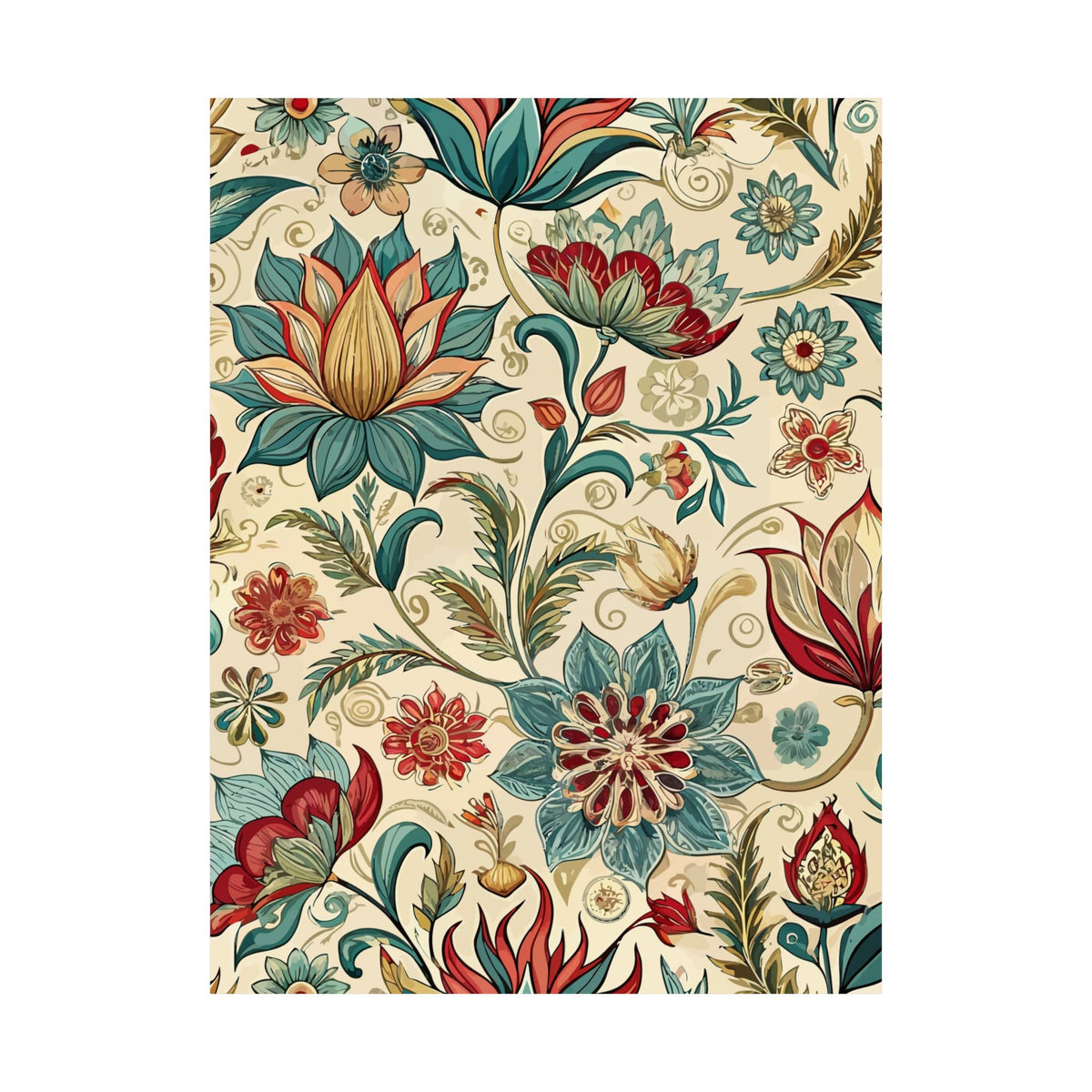 Folk Floral Pattern, Indian Inspired 08 - 18 in x 24 in Matte Poster