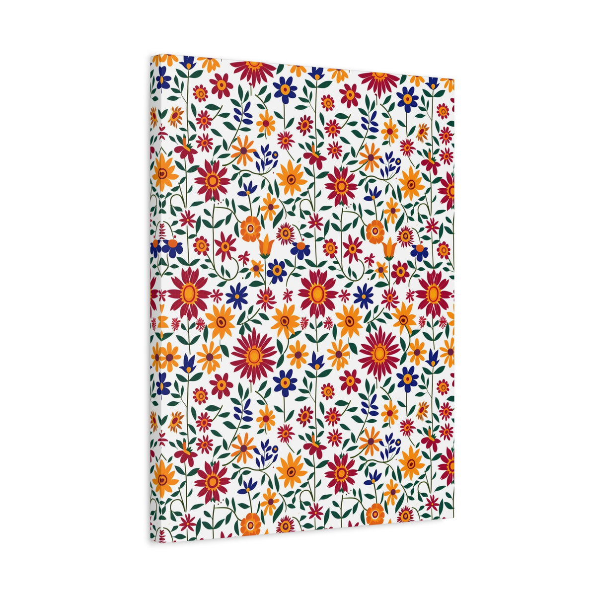 Mexican Floral Fiesta Pattern 017 - 18 in x 24 in Matte Canvas, Stretched, 1.25 in