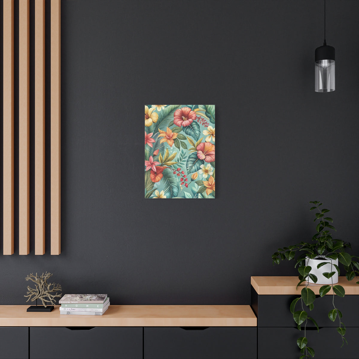 Folk Floral Pattern, Balinese Inspired 06 - 18 in x 24 in Matte Canvas, Stretched, 1.25 in