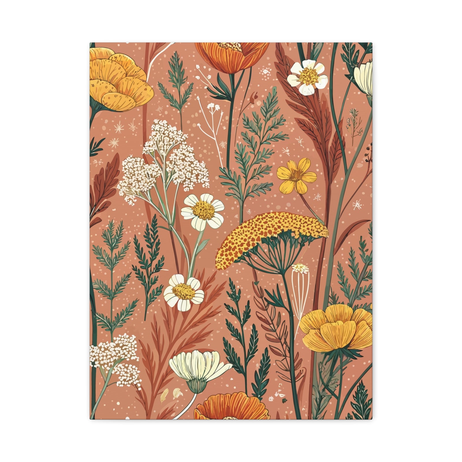 Wildflowers Pattern 037 - 18 in x 24 in Matte Canvas, Stretched, 1.25 in