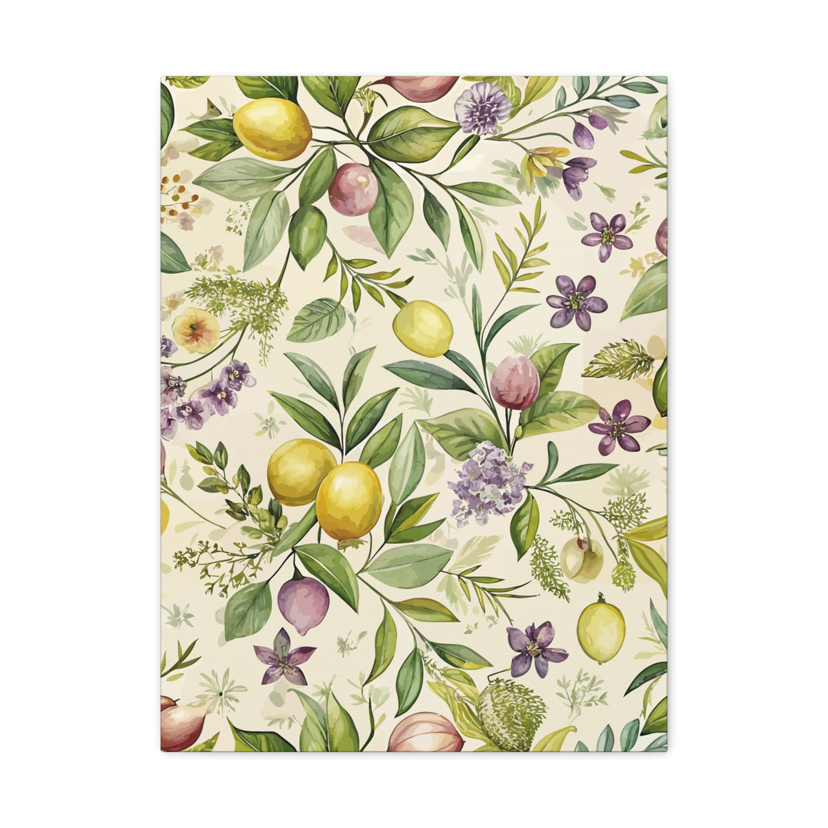 Folk Floral Pattern, Italian Inspired 02 - 18 in x 24 in Matte Canvas, Stretched, 1.25 in