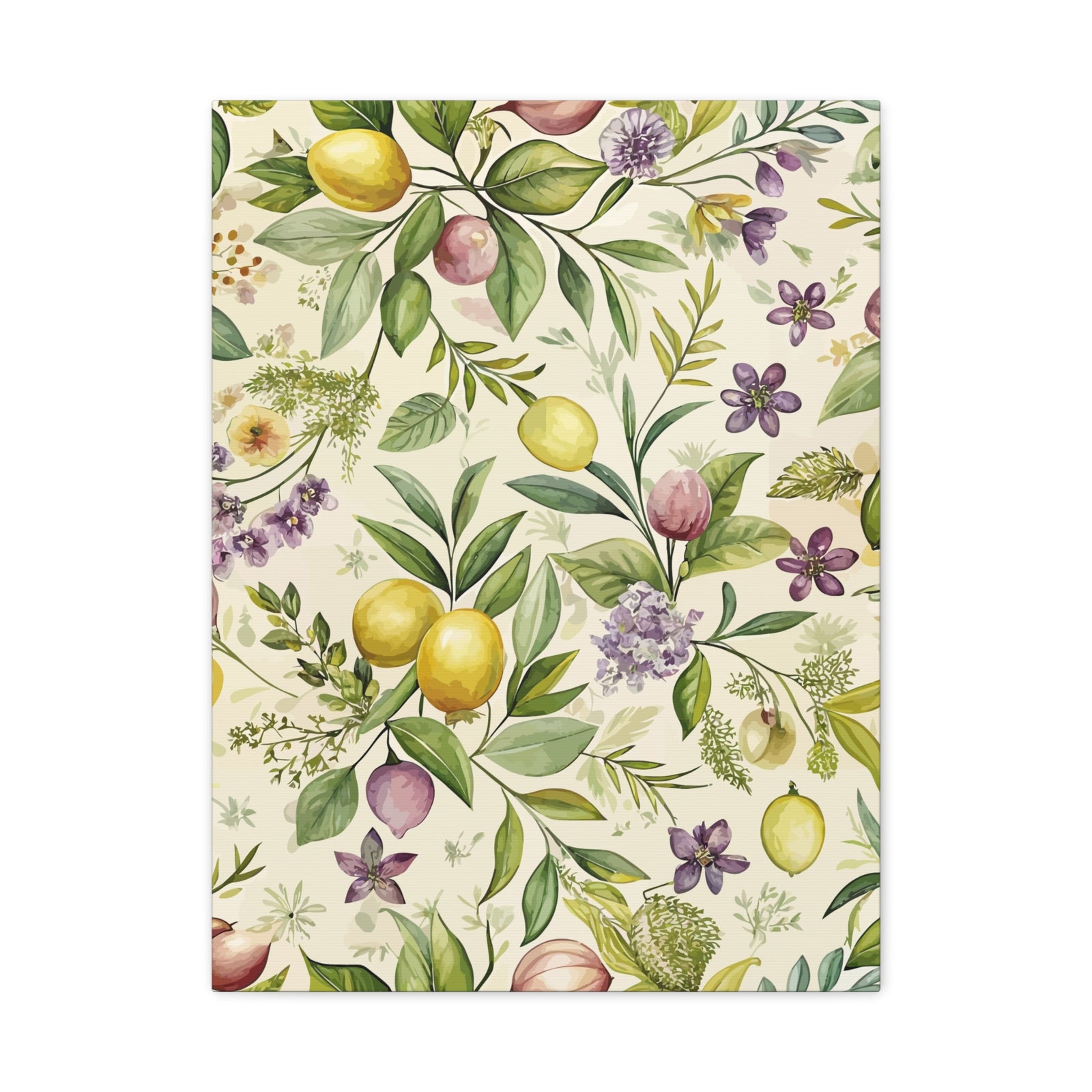 Folk Floral Pattern, Italian Inspired 02 - 18 in x 24 in Matte Canvas, Stretched, 1.25 in