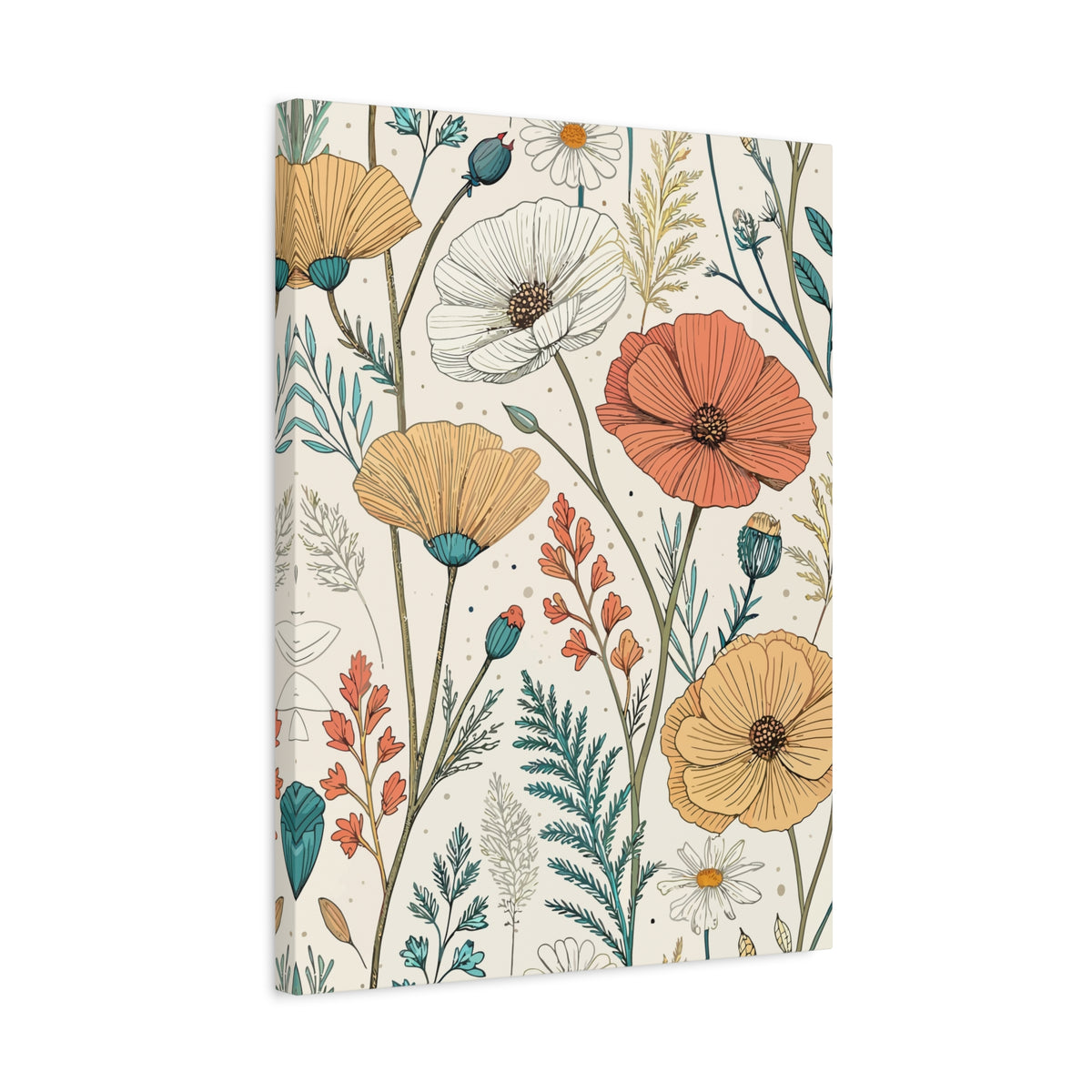 Wildflowers Pattern 065 - 18 in x 24 in Matte Canvas, Stretched, 1.25 in