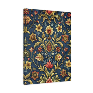 Folk Floral Pattern, Iranian Inspired 02 - 18 in x 24 in Matte Canvas, Stretched, 1.25 in