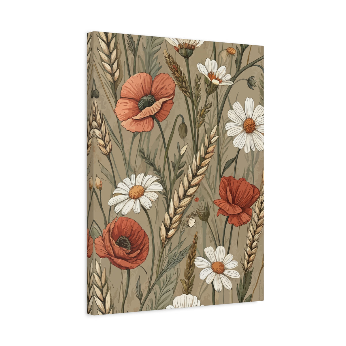 Wildflowers Pattern 142 - 18 in x 24 in Matte Canvas, Stretched, 1.25 in