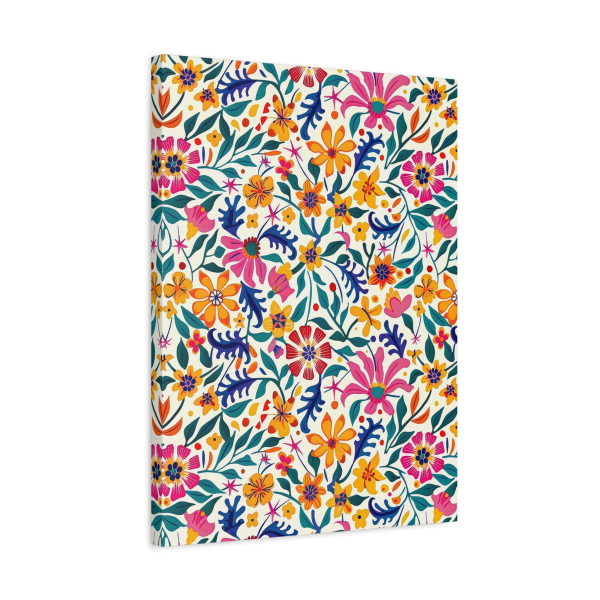 Mexican Floral Fiesta Pattern 003 - 18 in x 24 in Matte Canvas, Stretched, 1.25 in