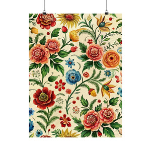 Folk Floral Pattern, Romanian Inspired 03 - 18 in x 24 in Matte Poster