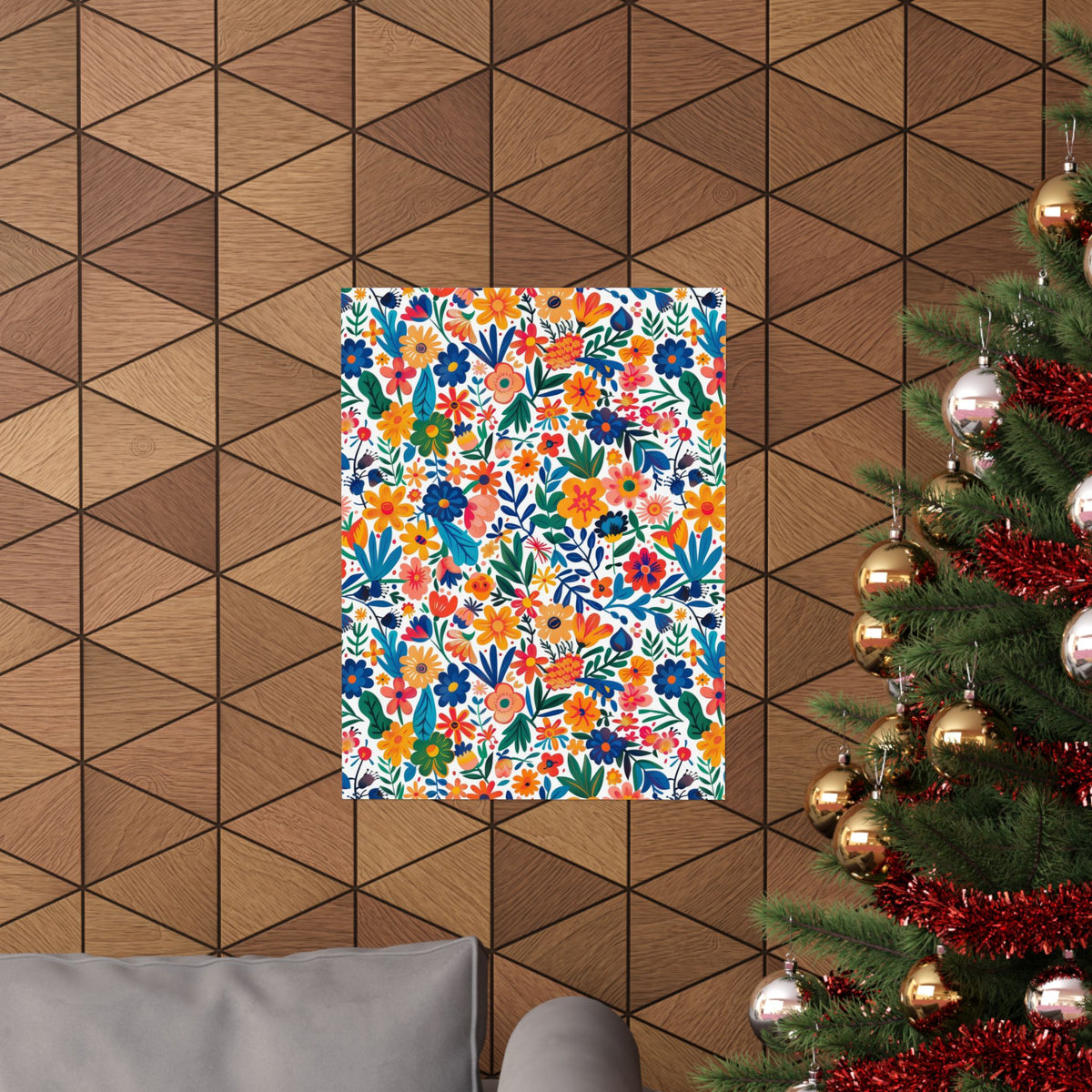 Mexican Floral Fiesta Pattern 010 - 18 in x 24 in Matte Poster