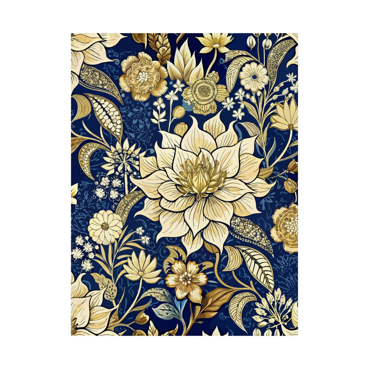 Folk Floral Pattern, Indonesian Inspired 01 - 18 in x 24 in Matte Poster