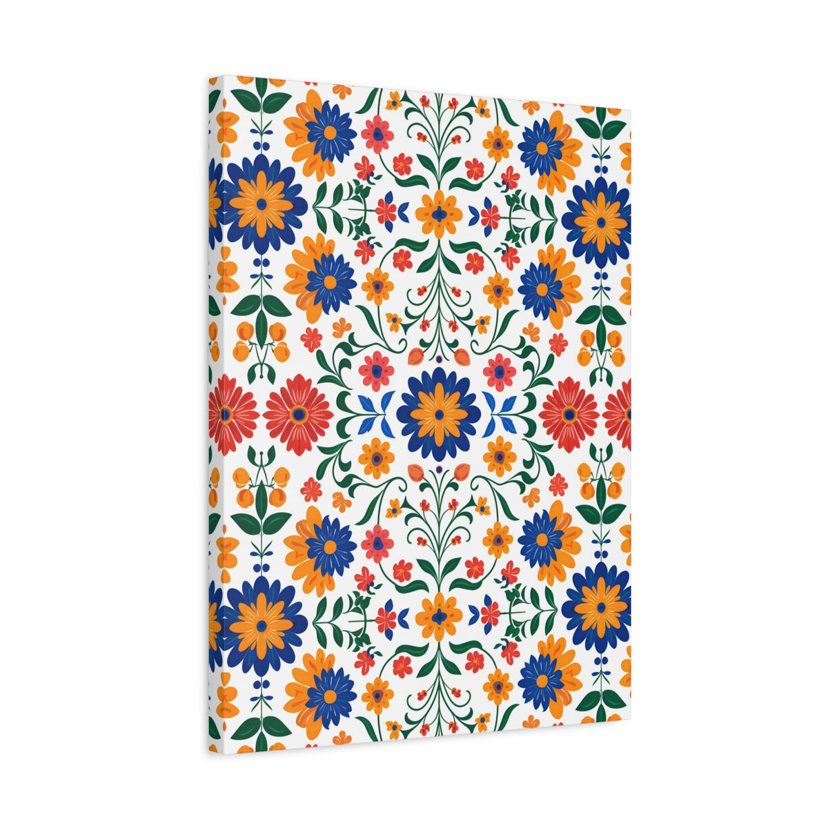 Mexican Floral Fiesta Pattern 016 - 18 in x 24 in Matte Canvas, Stretched, 1.25 in