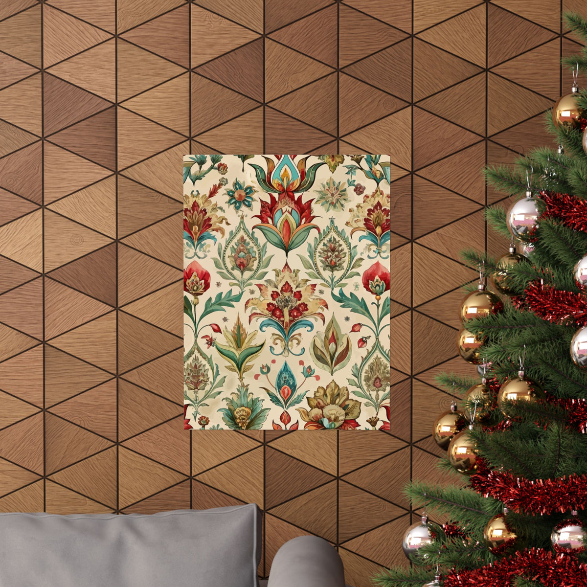 Folk Floral Pattern, Mughal Inspired 04 - 18 in x 24 in Matte Poster