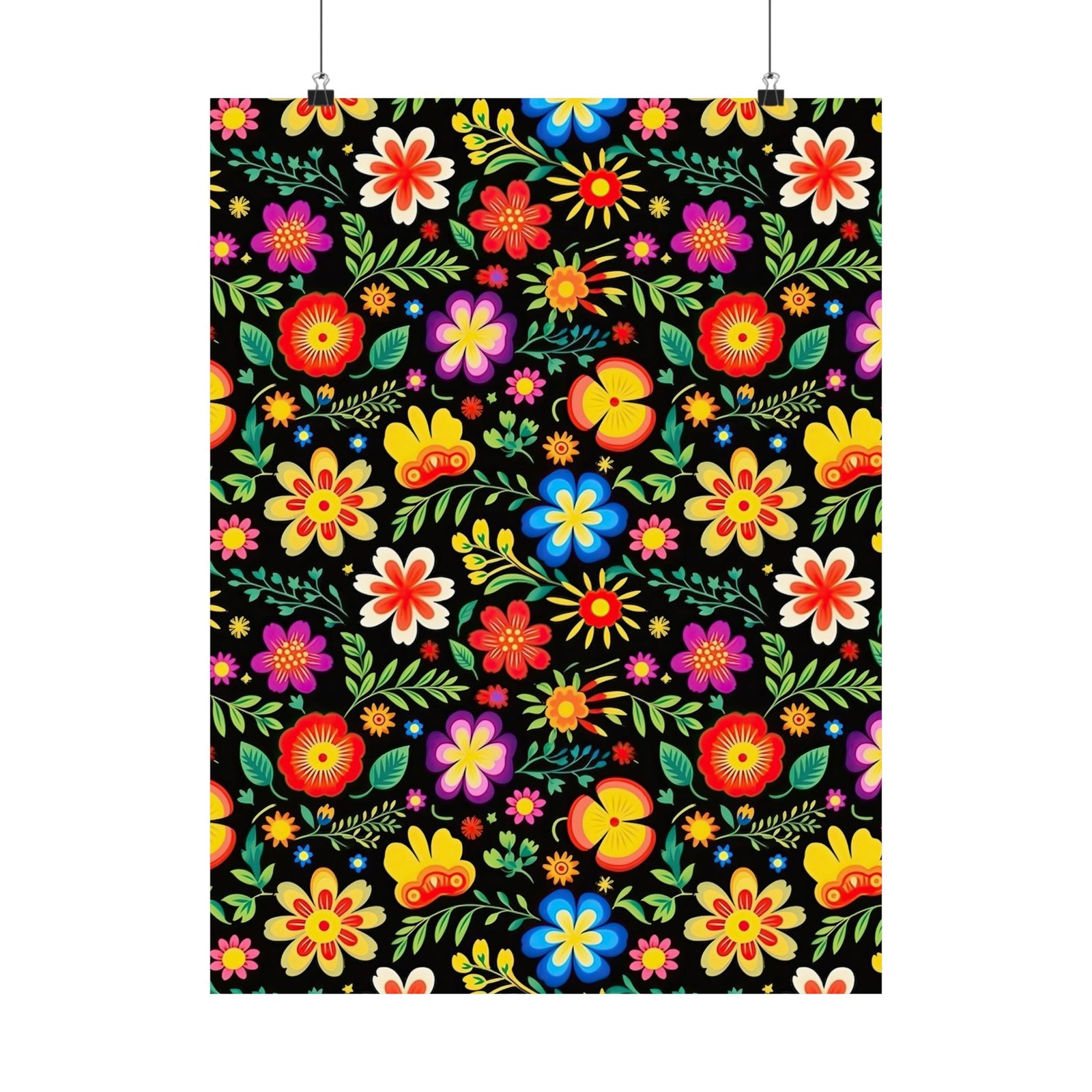 Mexican Floral Fiesta Pattern 032 - 18 in x 24 in Matte Poster
