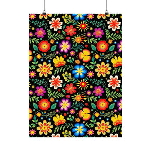 Mexican Floral Fiesta Pattern 032 - 18 in x 24 in Matte Poster