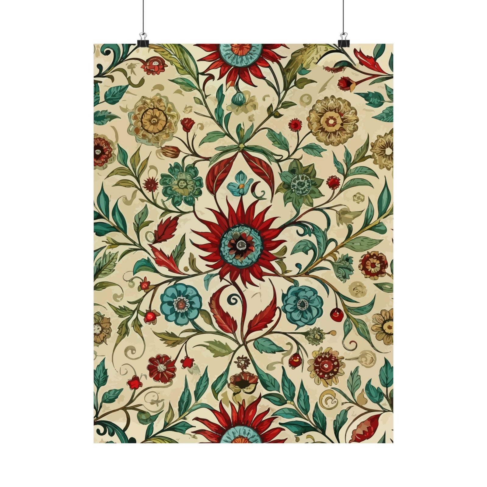 Folk Floral Pattern, Uzbek Inspired 02 - 18 in x 24 in Matte Poster