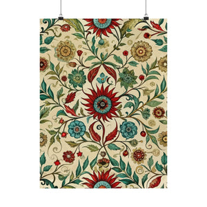 Folk Floral Pattern, Uzbek Inspired 02 - 18 in x 24 in Matte Poster