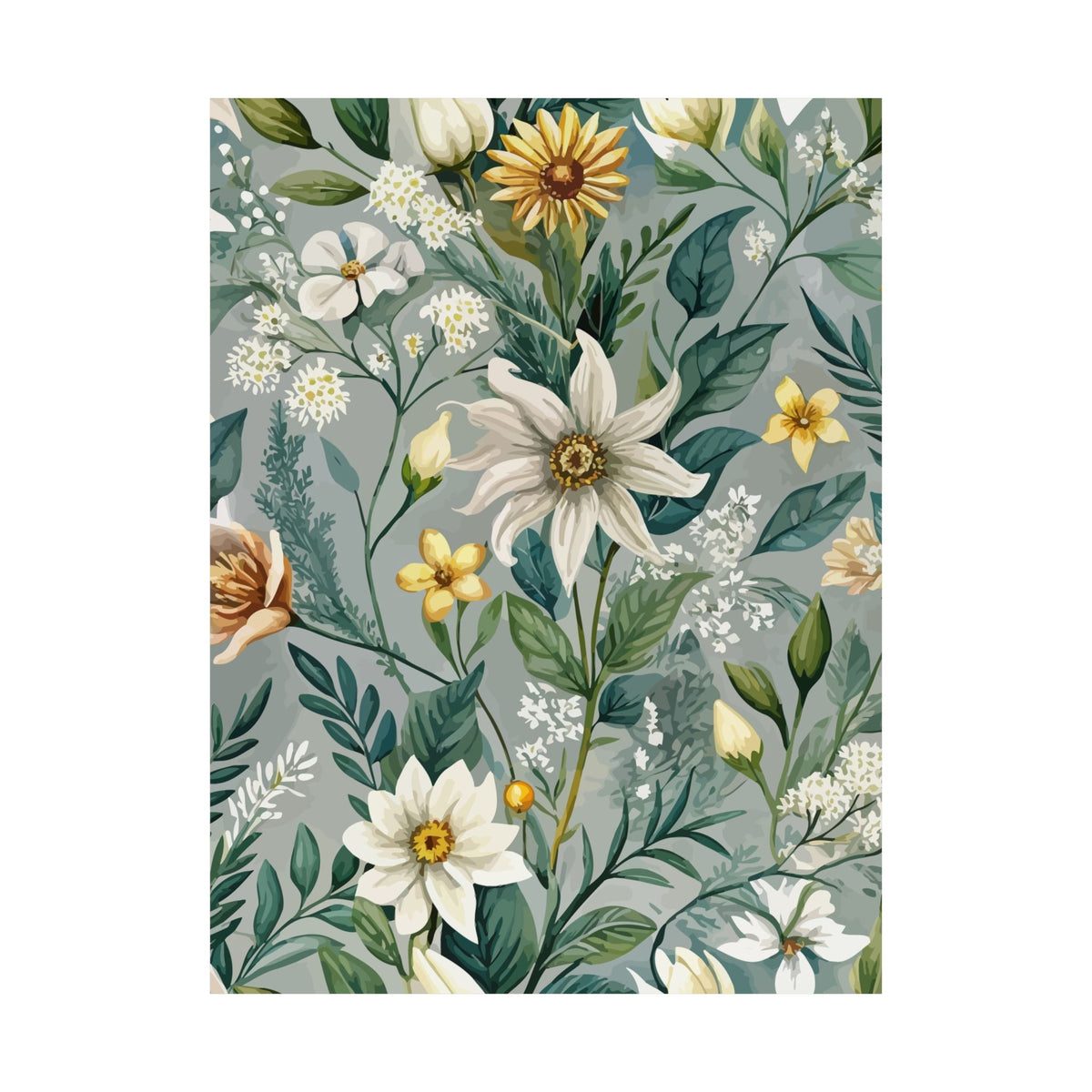 Folk Floral Pattern, Alpine Inspired 03 - 18 in x 24 in Matte Poster