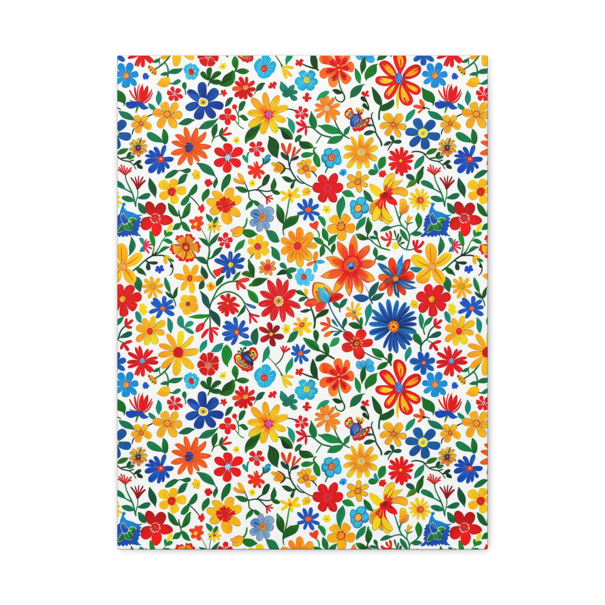 Mexican Floral Fiesta Pattern 009 - 18 in x 24 in Matte Canvas, Stretched, 1.25 in