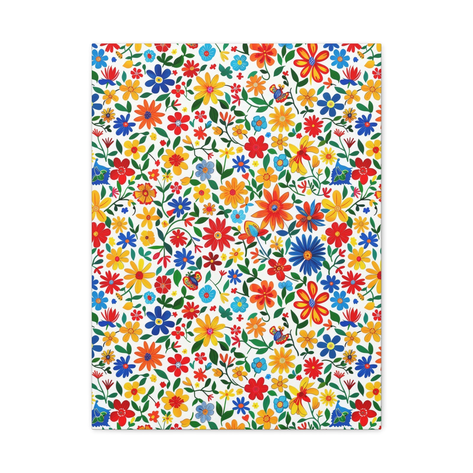Mexican Floral Fiesta Pattern 009 - 18 in x 24 in Matte Canvas, Stretched, 1.25 in